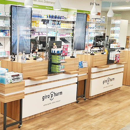 renovation agencement comptoir accueil giropharm pharmacie aubignoise aubigny en artois hauts de france pas de calais